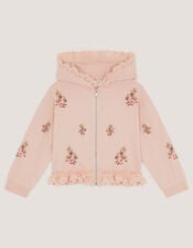 Floral Embroidered Broderie Hoodie, Pink (PINK), large