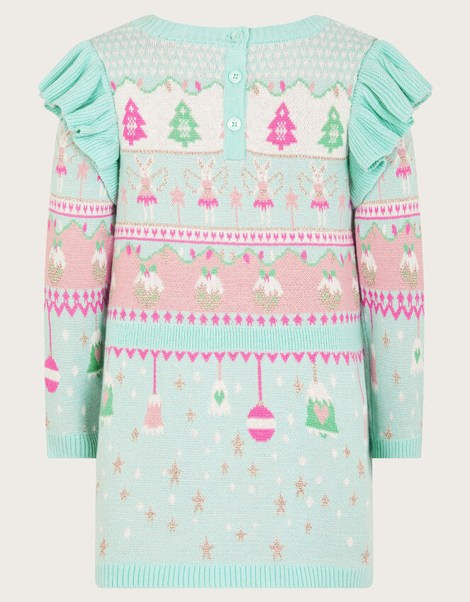 Baby Fair Isle Knit Dress, Blue (AQUA), large