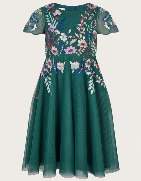 Floral Embroidered Dress Teal, Teal (TEAL), large