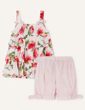 Baby Roses Print Dress and Shorts Set, Pink (PINK), large