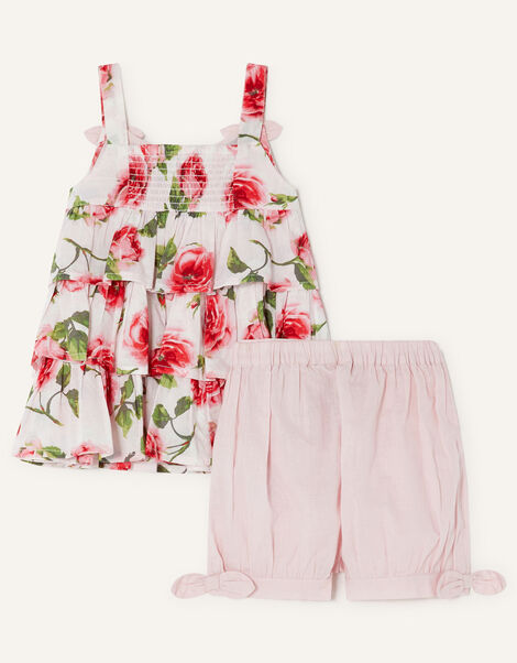 Baby Roses Print Dress and Shorts Set Pink, Pink (PINK), large