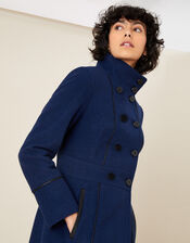 Rosalee PU Tipped Coat, Blue (BLUE), large