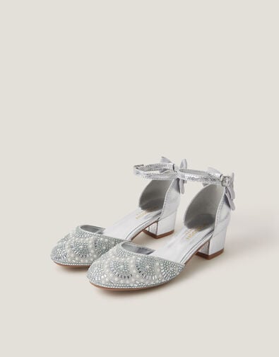 Embellished Metallic Two Part Heels, Silver (SILVER), large