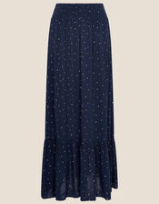 Tiered Foil Print Skirt, Blue (NAVY), large