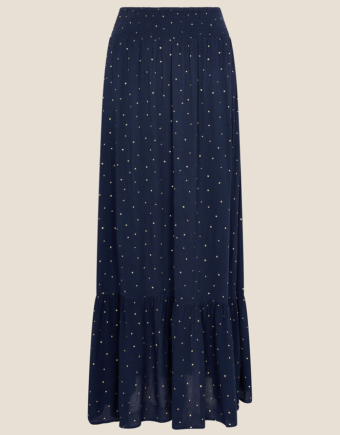 Tiered Foil Print Skirt, Blue (NAVY), large