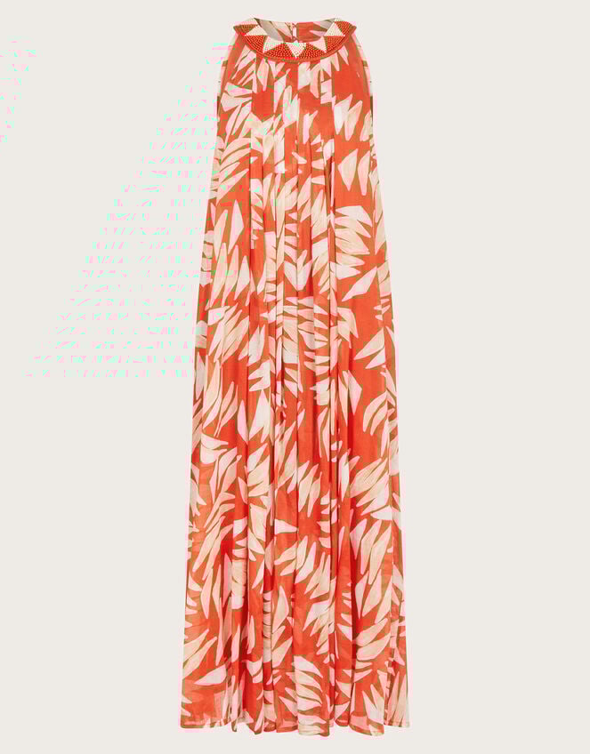 Shelly Sleeveless Printed Maxi Dress, Orange (RUST), large