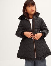 Harriett Heart Quilted Coat, Black (BLACK), large