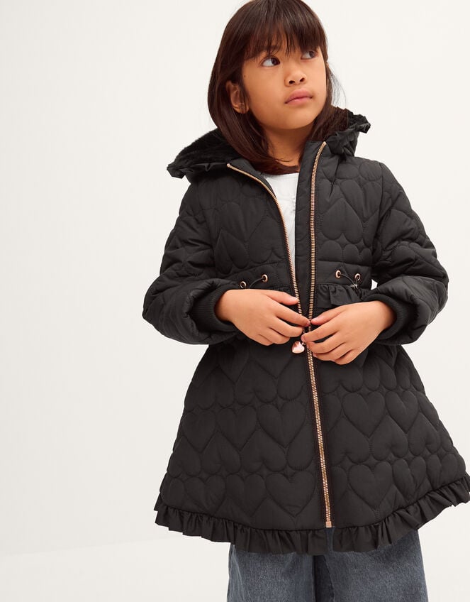 Harriett Heart Quilted Coat, Black (BLACK), large