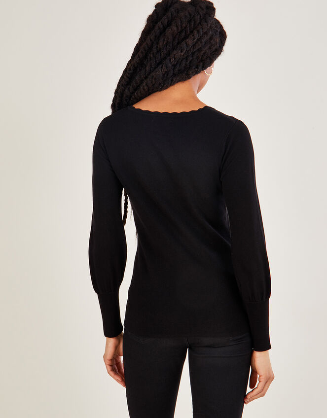 V-Neck Jumper with LENZING™ ECOVERO™, Black (BLACK), large