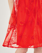Nora Embroidered Short Dress, Orange (ORANGE), large