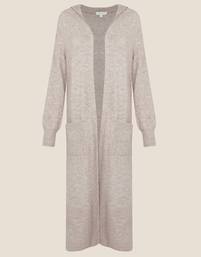 Maxi Hooded Cardigan , Brown (MOCHA), large