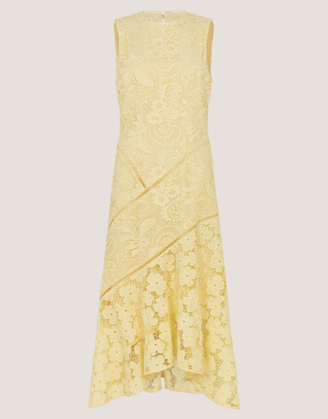 Gianna Sleeveless Lace Midi Dress, Yellow (YELLOW), large