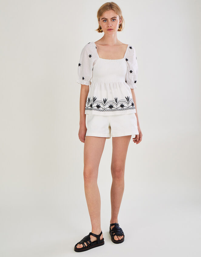 Jersey Peplum Top, Ivory (IVORY), large