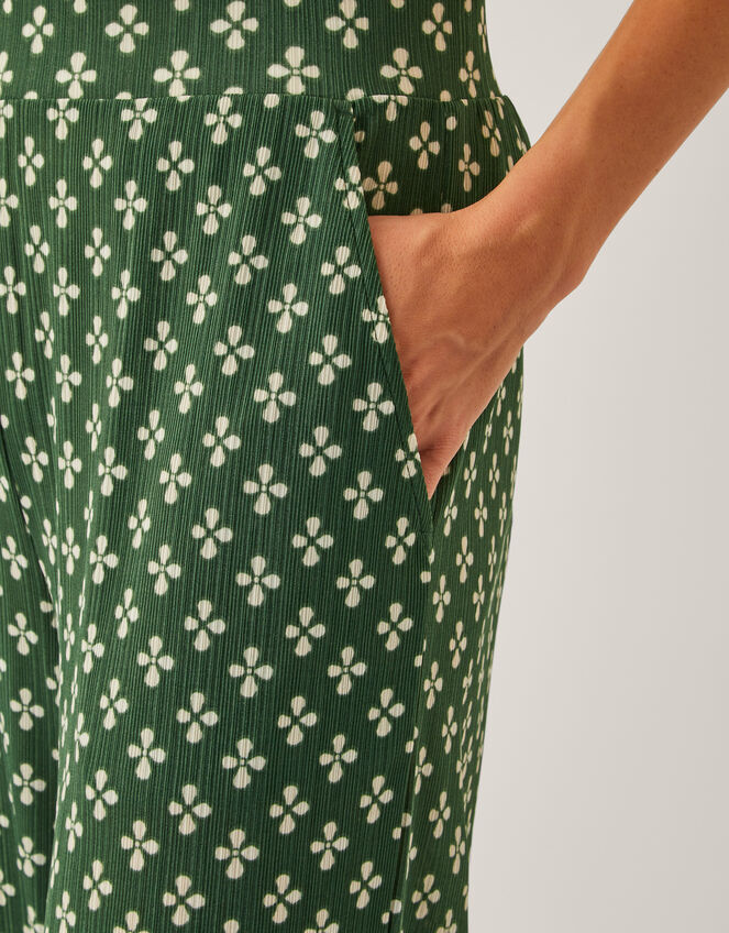 Daisey Geometric Wide Leg Pants, Green (KHAKI), large