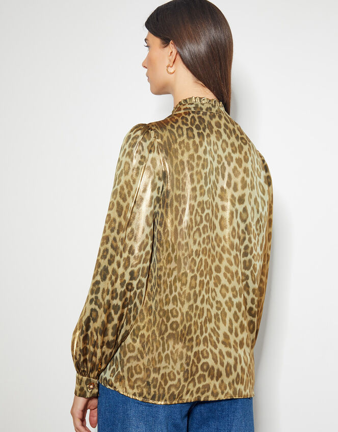 Lena Leopard Blouse, Gold (GOLD), large