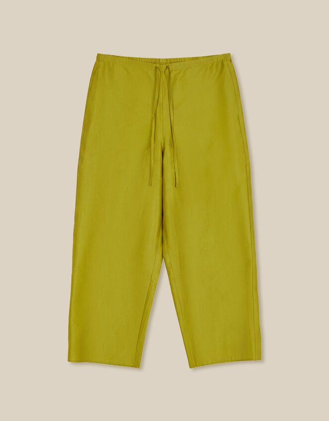 Tansy Cropped Straight Leg Taffeta Trousers, Green (LIME), large
