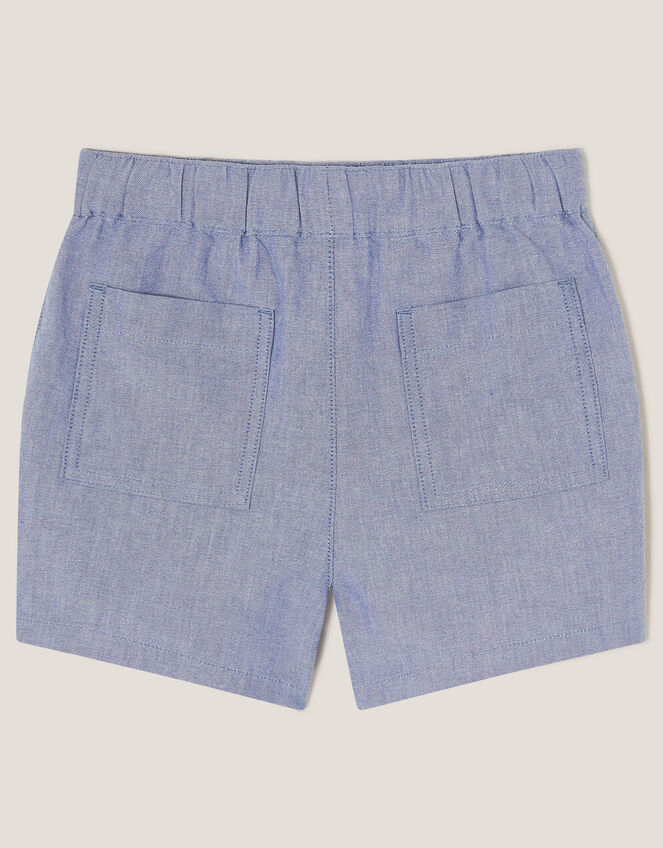 Chambray Drawstring Shorts, Blue (BLUE), large