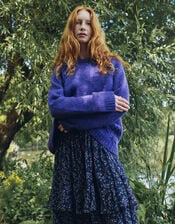 East Ami Cable Knit Jumper, VIOLET, large
