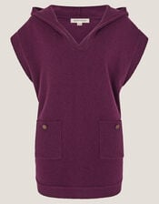 Holly Hooded Knitted Vest, Red (BERRY), large