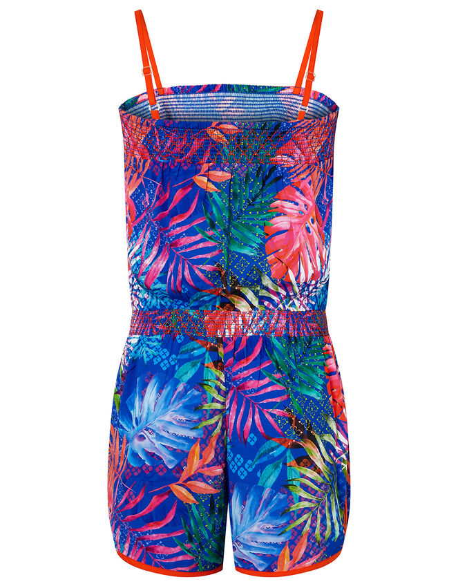 Dalida Printed Playsuit in Recycled Polyester, Blue (BLUE), large