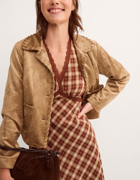 Sofia Faux Suede Jacket, Ivory (BLONDE), large