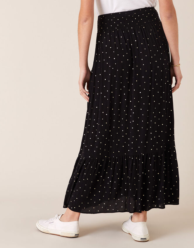 Foil Print Maxi Skirt in Sustainable Viscose, Black (BLACK), large