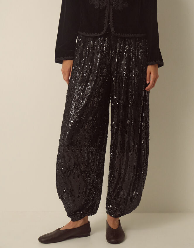 Selah Sequin Balloon Trousers, Black (BLACK), large