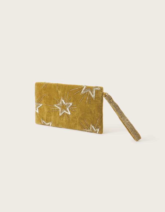 Star Embellished Velvet Clutch Bag, , large