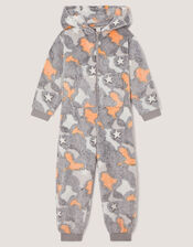 Glow In The Dark Camo Fleece Onesie, Grey (GREY), large