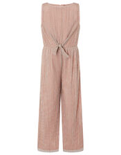 Rose Gold Shimmer Pleated Jumpsuit, Pink (PINK), large