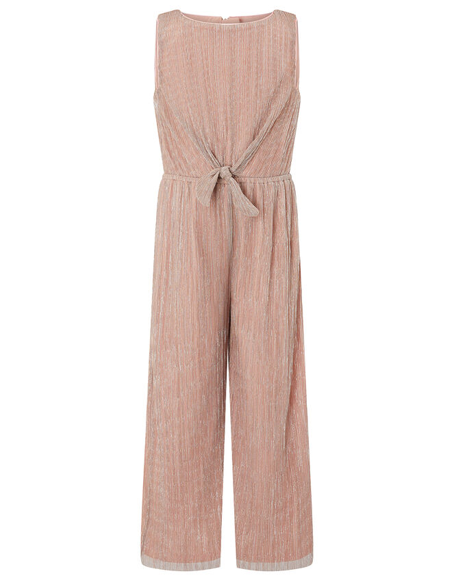 Rose Gold Shimmer Pleated Jumpsuit, Pink (PINK), large