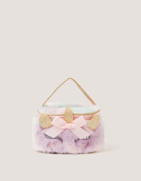Fluffy Unicorn Make Up Bag, , large