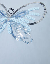 Sequin Butterfly Hanky Hem Party Dress, Blue (BLUE), large