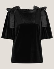 Vittoria Bow Velvet T-Shirt, Black (BLACK), large