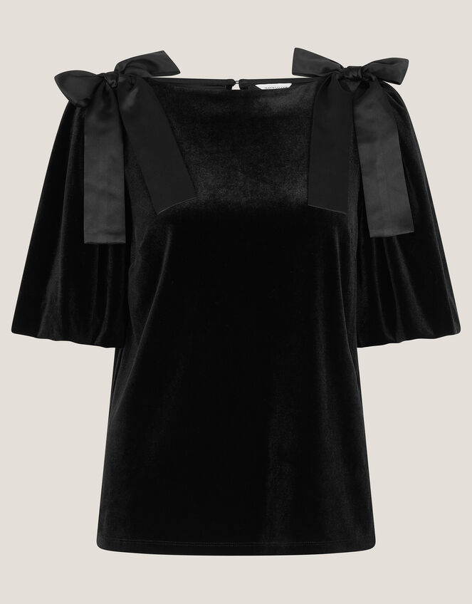 Vittoria Bow Velvet T-Shirt, Black (BLACK), large