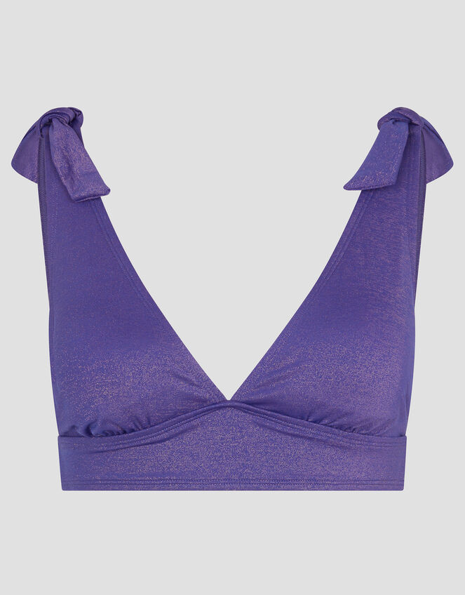 Eve Shimmer Tie-Strap Bikini Top, Blue (NAVY), large