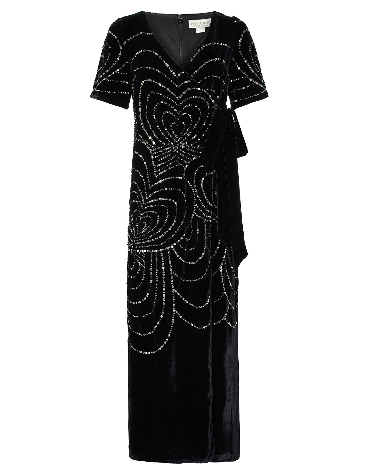 Hanna Embellished Velvet Maxi Dress Black