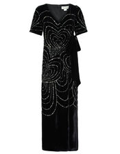 Hanna Embellished Velvet Maxi Dress, Black (BLACK), large