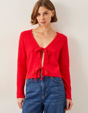Tina Tie Front Cardigan, Red (RED), large
