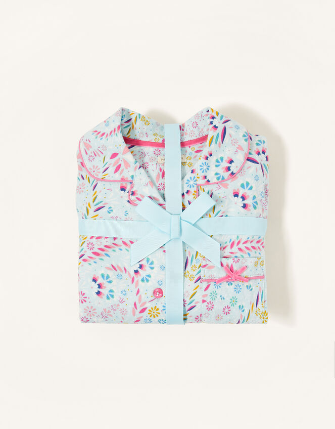 Polly Printed Flannel Pyjama Set, Blue (AQUA), large