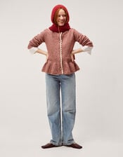 Suki Scallop Peplum Cardigan, Pink (ROSE PINK), large