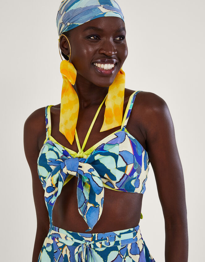 Abstract Print Crop Top, Blue (TURQUOISE), large