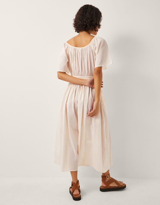 Lane Pintuck Lace Midi Dress, Ivory (IVORY), large