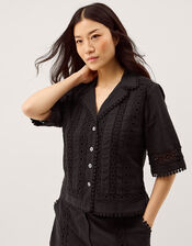 Irina Lace Trim Shirt, Black (BLACK), large