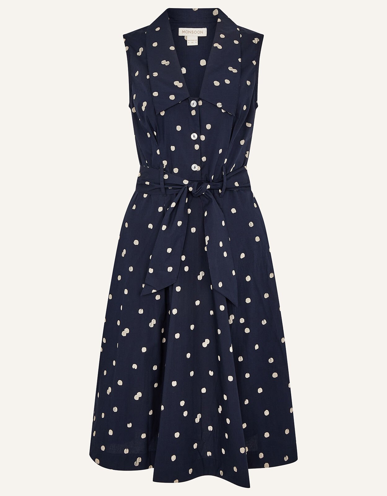 Monsoon blue polka dot dress shop