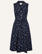 Marley Spot Print Poplin Dress , Blue (NAVY), large