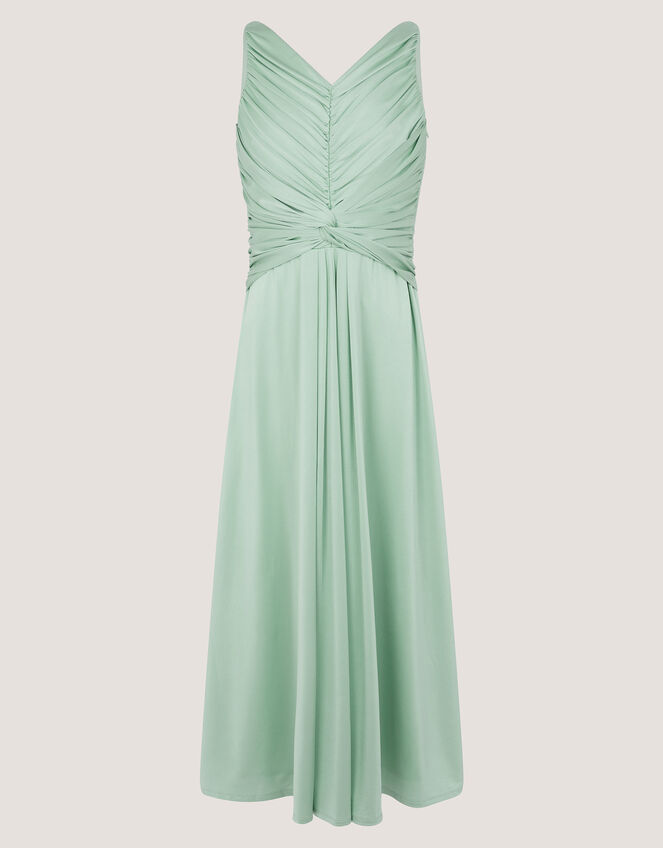 Skye Ruched Knot Jersey Prom Dress, Green (SAGE), large