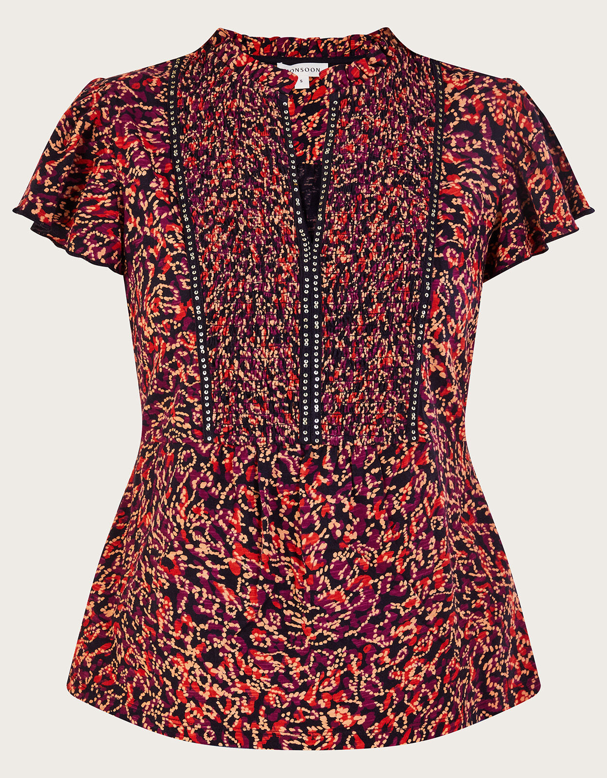Embellished Printed Jersey Top Red Tops T shirts Monsoon Global