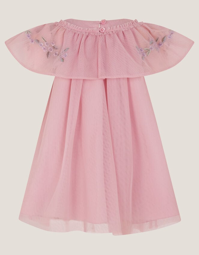 Baby Evita Floral Embroidered Swing Dress, DARK PINK, large