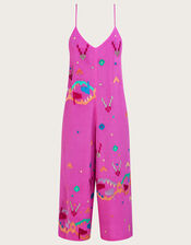 Abstract Geometric Embroidered Jumpsuit in LENZING™ ECOVERO™, Purple (PURPLE), large